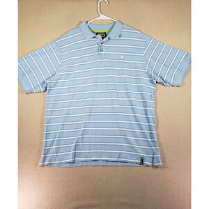 Southpole Shirt Mens 2XL XXL Polo Striped Collared Blue Cotton Button Pullover